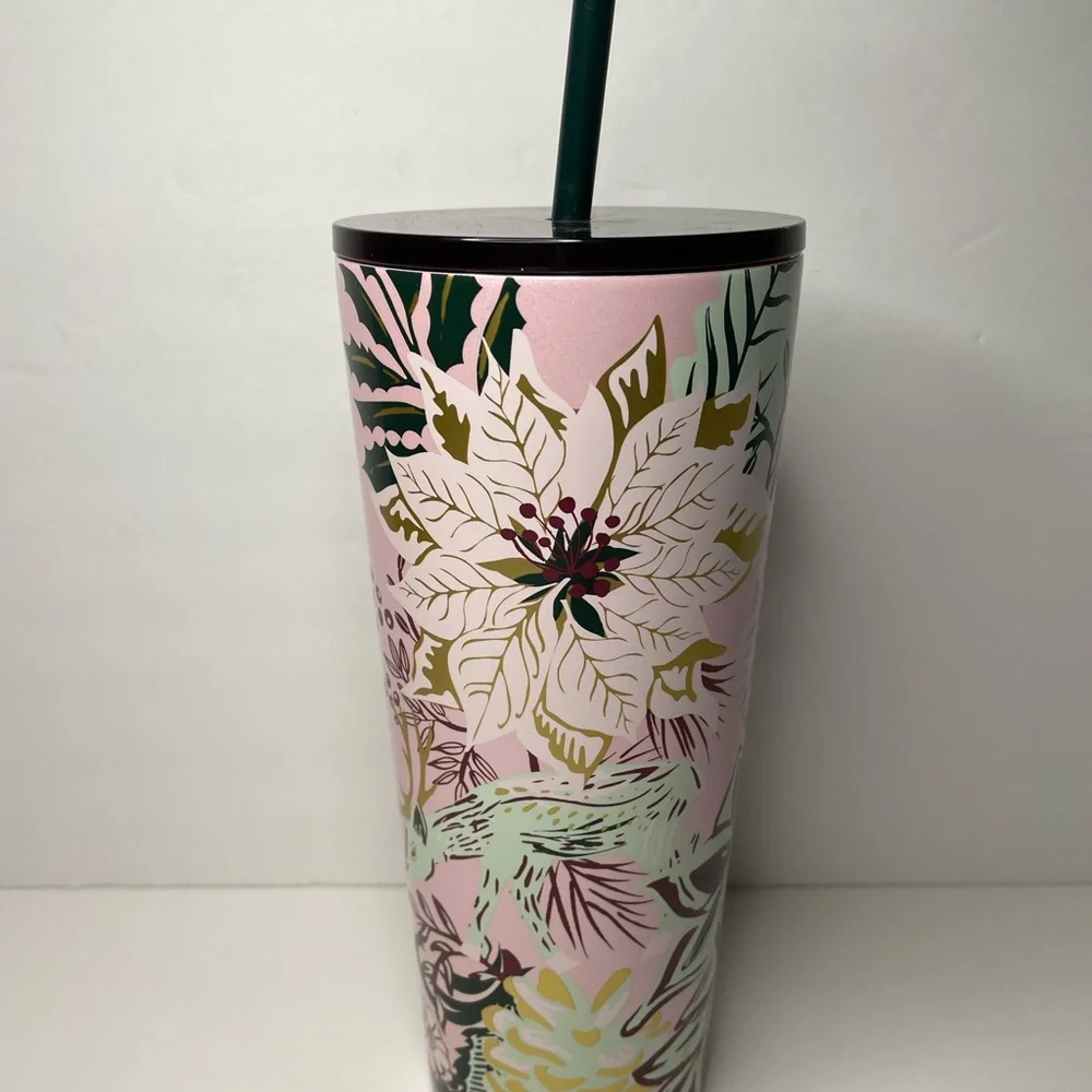 New Starbucks Pink Enchanted Forest Stainless Steel Tumbler - Picture 6 of 8